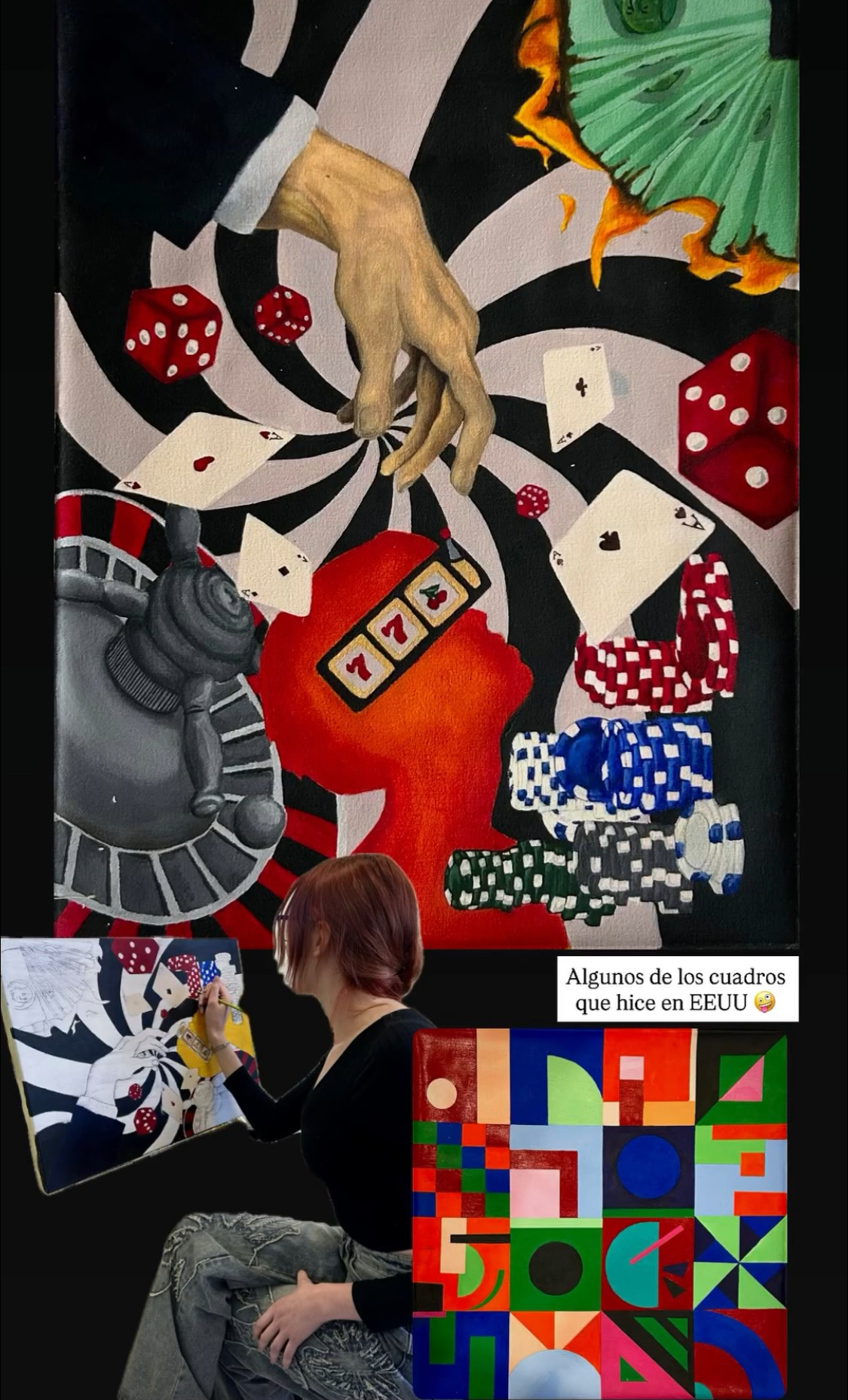 Reyes painting one of her pictures in the United States